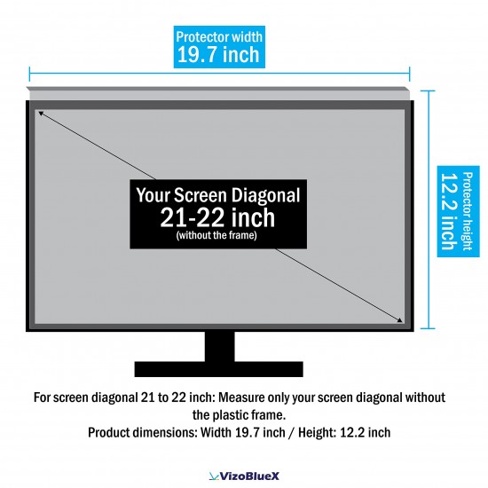 21-22 inch VizoBlueX Anti-Blue Light Screen Protector for Computer Monitor (19.7 x 12.2 inch)
